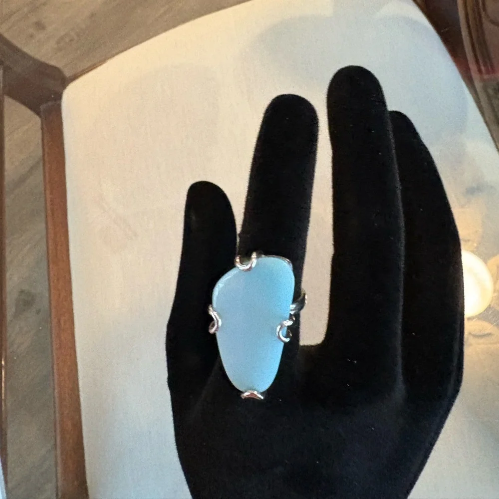 🩵🩵BARSE STERLING SILVER BLUE AGATE VINTAGE COCKTAIL RING!🩵🩵 - Picture 1 of 3